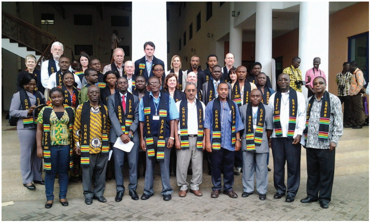 Participants in the ninth annual meeting of the African Journal Partnership Project at the Medical College of Ghana in Accra, Ghana, April 2013.